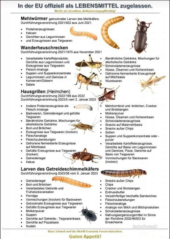 Liste der Produkte, die Käfer-Larven enthalten können